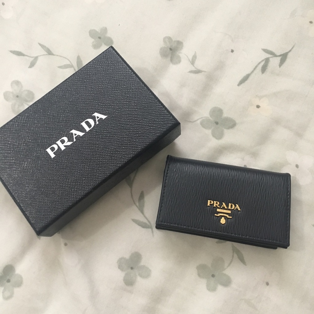 Prada navy blue card holder